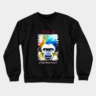 Chimpanzee  Ape Wild Nature Animal Colors Art Painting Crewneck Sweatshirt